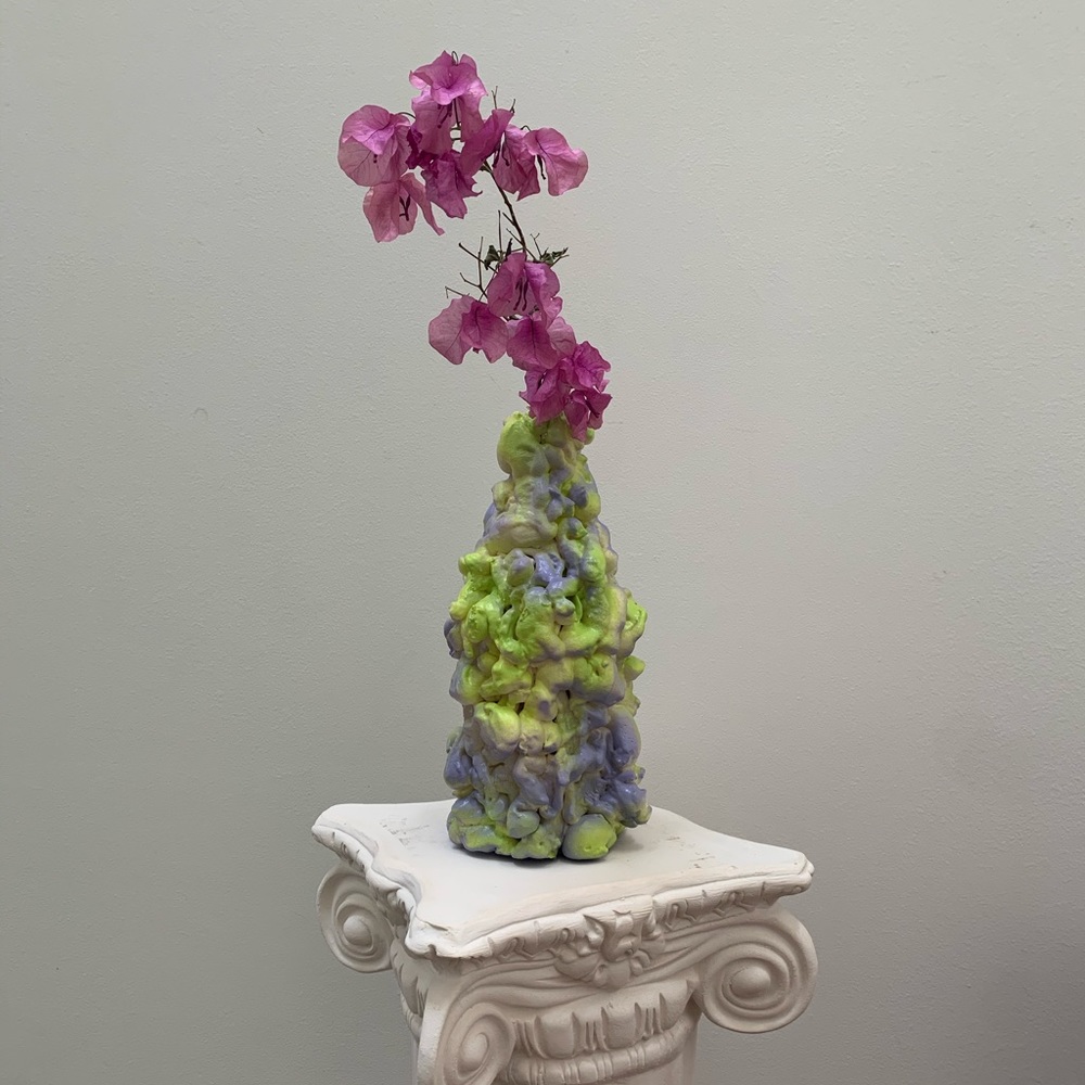 Lilac and Lime Sculptural Bud Vase